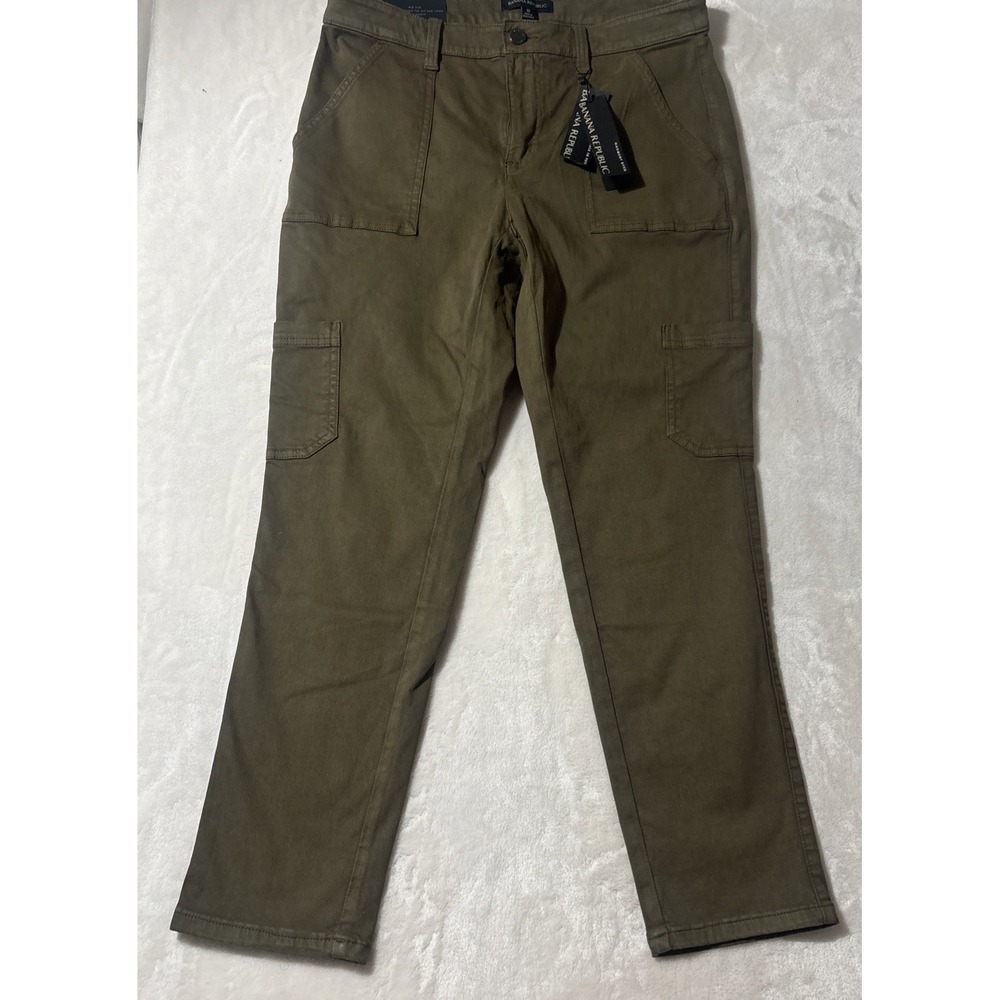 NWT Banana Republic Sloan Stretch Chino Mid Rise Women's Olive size 10